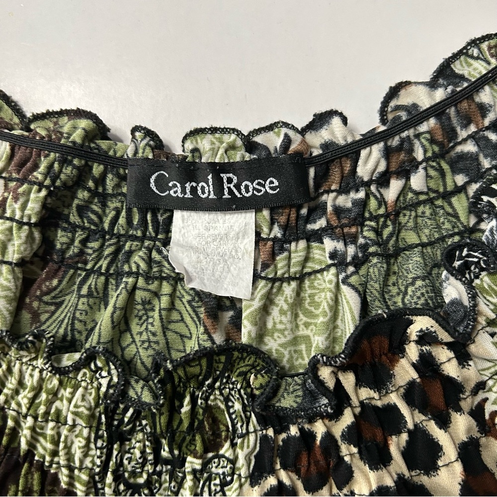 Carol Rose Green and Black Patterned Top